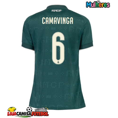 Camisa de Futebol Real Madrid Eduardo Camavinga #6 Equipamento Secundário Mulheres 2026-27 Manga Curta